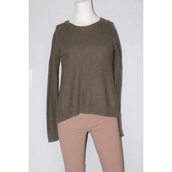 Madewell Women's Size XXS Olive Green Pullover Sweater Waffle Knit Open Back Top - Picture 6 of 6